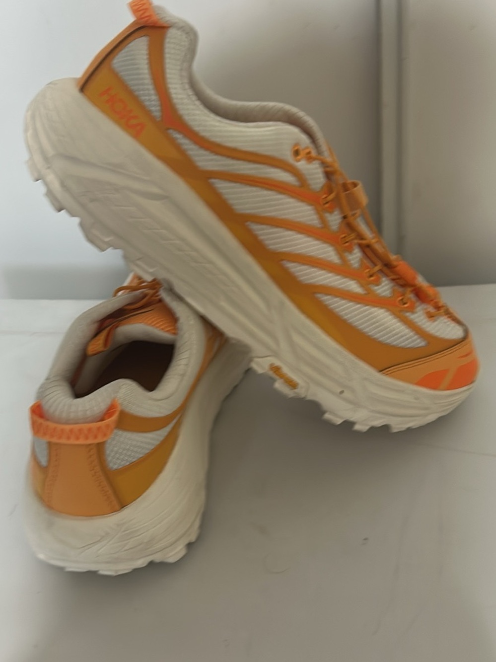 Hoka mens mafate Orange and White Trail-Ready Sneakers
